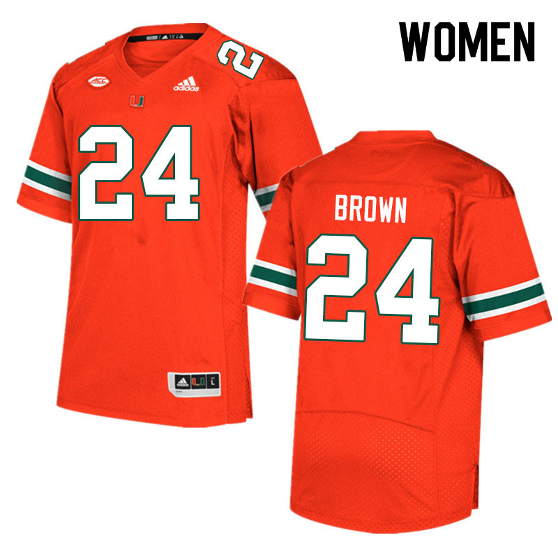Women #24 Cody Brown Miami Hurricanes College Football Jerseys Sale-Orange
